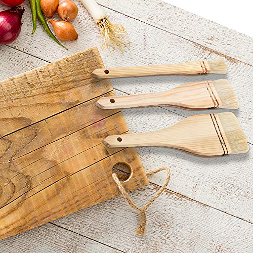 XGzhsa Brocha de pastelería, Pinceles planos, Cepillos de barbacoa de madera livianos de 3 piezas para esparcir aceite de mantequilla Salsa de especias Hornear, ideal para cocina y barbacoa