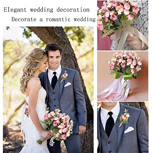 XHXSTORE 3pcs Ramo de Flores Artificiales Rosas de Seda Flores Falsa Peonía Flor Tela para Arreglos Florales Decoración de Boda Novia Nupcial Partido Hogar Oficina Café Fiesta Mesa