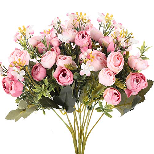 XHXSTORE 3pcs Ramo de Flores Artificiales Rosas de Seda Flores Falsa Peonía Flor Tela para Arreglos Florales Decoración de Boda Novia Nupcial Partido Hogar Oficina Café Fiesta Mesa