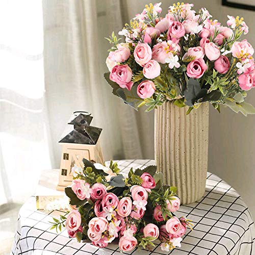 XHXSTORE 3pcs Ramo de Flores Artificiales Rosas de Seda Flores Falsa Peonía Flor Tela para Arreglos Florales Decoración de Boda Novia Nupcial Partido Hogar Oficina Café Fiesta Mesa