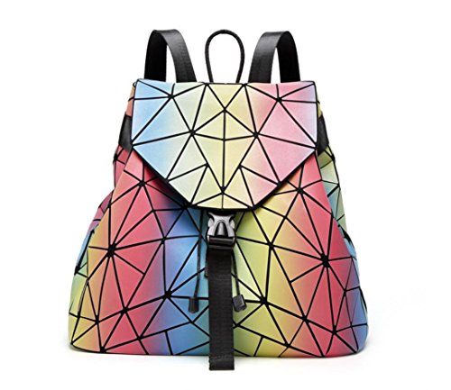 xie creativo moda Colegio viento geometría Rainbow mochila luminoso Irregular color Diamond Lady bolsa de hombro