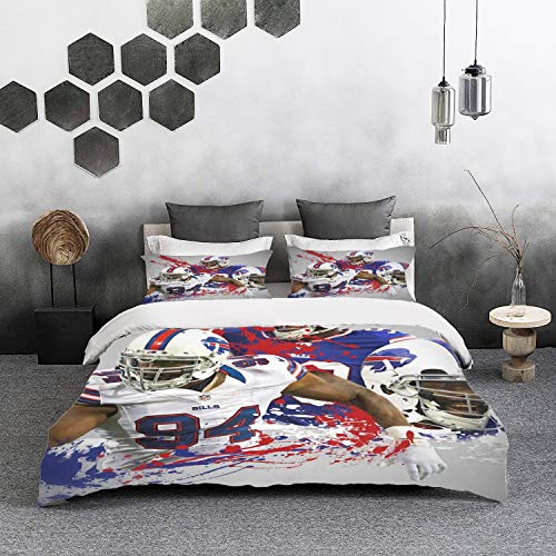 XiHi Juego de Cama, Microfibra, Tema de Deportes de Rugby, Mario Williams,1 Juego de Funda nórdica 135 * 200 cm +2 Fundas de Almohada 50x80cm