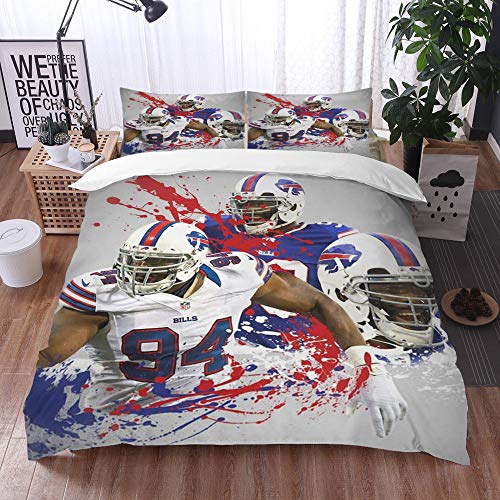 XiHi Juego de Cama, Microfibra, Tema de Deportes de Rugby, Mario Williams,1 Juego de Funda nórdica 135 * 200 cm +2 Fundas de Almohada 50x80cm