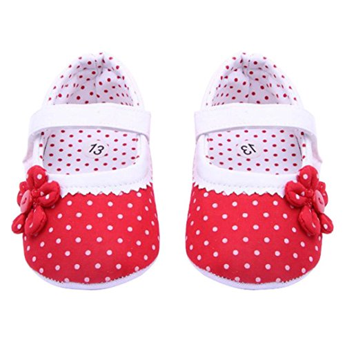 Xinantime Zapatos de bebé, Zapatos de Las Muchachas del Verano Flor Cuero de la PU (S, Rojo)