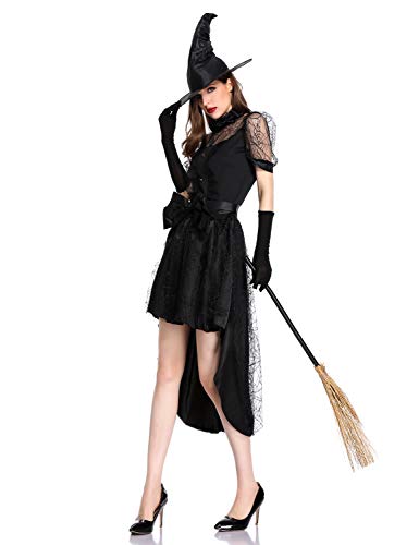 XINSH Disfraz de Halloween Bruja Mujer Corto Adulto Juego de rol Disfraz de Carnaval