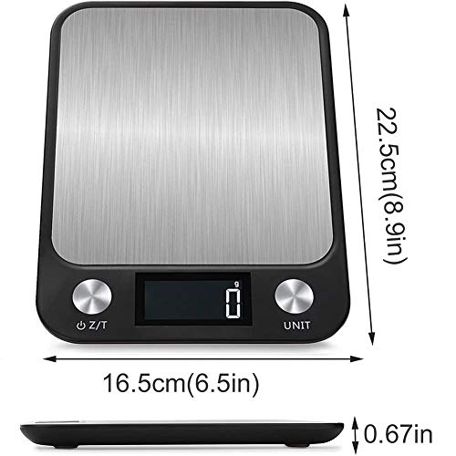 XINYU Báscula Digitales de Precisión,15kg 8.9 * 6.5 Inch Balanzas de Portátiles,Báscula de Joyería,con Pantalla LCD y 7 Unidades,Plataforma de Acero Inoxidable, Tara, para Cocinar, Café -15kg x 1g
