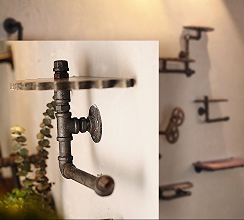 XUEYAN Estante de Pared Retro Hierro Tubería de Agua Viento Industrial Mural Decoración Sala de Estar Dormitorio Niños Pantalla Estante Engranaje Una Palabra Partición Net Café Bar Adorno de Pared