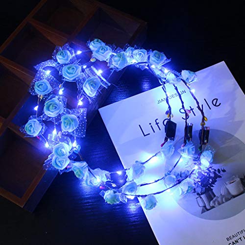 XUNXI Tocado Hawaii Vacaciones Mujeres Niñas LED Brillante Espuma Flor Diadema Banquete de Boda Parpadeante Guirnalda Guirnalda Mascarada Luminoso Diadema A #