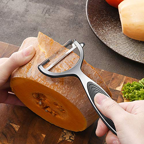 XXCC Pelador de Frutas y Verduras,Papas domésticas multifunción para la Cocina,pelador de Manzanas,Cuchilla Dentada,Adecuado para Frutas y Verduras de Piel Dura,Pelador Giratorio