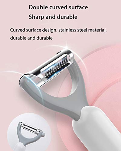 XXCC Pelador Giratorio,Pelador Multifuncional de Acero Inoxidable,pelador doméstico de Frutas y Verduras,Cuchillo Doble Curvo,Material de Acero Inoxidable,Duradero y Duradero,2 Piezas