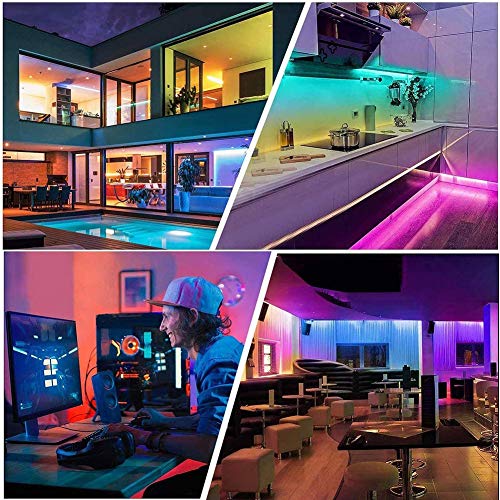 XXLYY Lámpara de Cinta Flexible RGB con Tira de luz LED con Control Remoto (10 m)