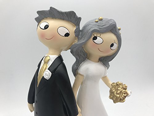 Y337GD - Figura para tarta de bodas de oro, 50 aniversario, cogidos de la mano. 21,5cm.