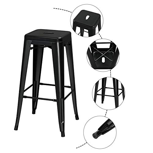 Yaheetech Set de 2 Taburetes de Bar Taburete Industrial Silla Métalalica para Bar Restaurante Cocina Altura 76,5 cm