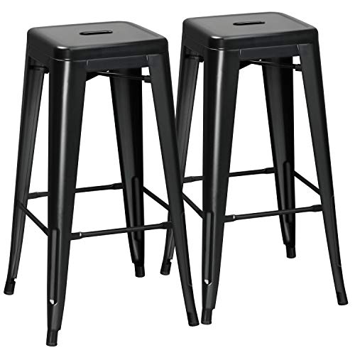 Yaheetech Set de 2 Taburetes de Bar Taburete Industrial Silla Métalalica para Bar Restaurante Cocina Altura 76,5 cm