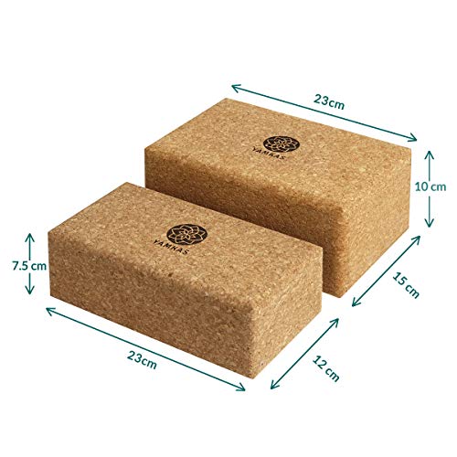 Yamkas Bloque Yoga Corcho | Yoga Block Cork Ecológica | Bloques para Ejercicio y Pilates | Ladrillo Yoga Natural Made in Portugal | 227x120x75mm