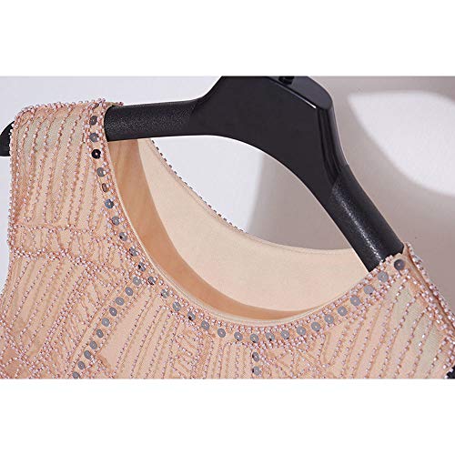 Yamyannie Vestidos de Noche para Mujer El Trabajo De Cuello Redondo Vestido De Suéter De Las Lentejuelas Moldeado Pesado De La Falda Sin Mangas De Las Mujeres De Las Mujeres Vestido de Mujer