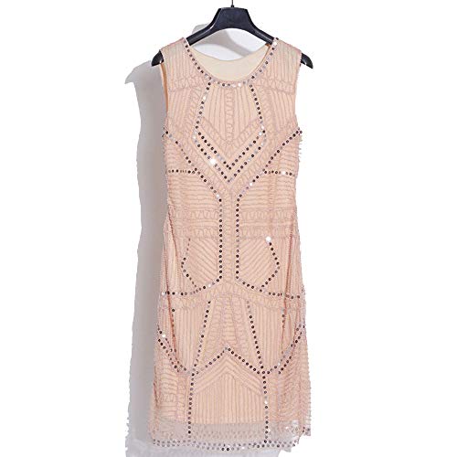 Yamyannie Vestidos de Noche para Mujer El Trabajo De Cuello Redondo Vestido De Suéter De Las Lentejuelas Moldeado Pesado De La Falda Sin Mangas De Las Mujeres De Las Mujeres Vestido de Mujer