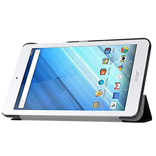 YANCAI Funda Protectora para Acer Iconia One 8 B1-860 Funda Protectora de Cuero de la PU de la Tapa Triple de la Textura de Custer Tri-Fold Horizontal con el Tenedor (Negro) (Color : Black)
