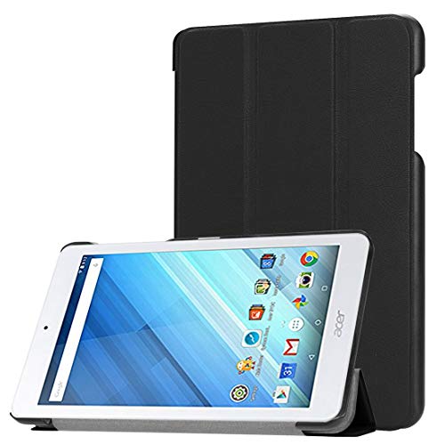 YANCAI Funda Protectora para Acer Iconia One 8 B1-860 Funda Protectora de Cuero de la PU de la Tapa Triple de la Textura de Custer Tri-Fold Horizontal con el Tenedor (Negro) (Color : Black)