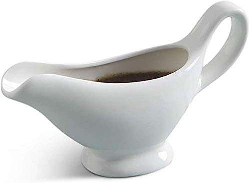 Yangyme Salsa Surtir Cuenco, Porcelana Blanca Salsa Barcos Jarra para Servir Asado Cocina Boda Restaurante Catering, 200ML
