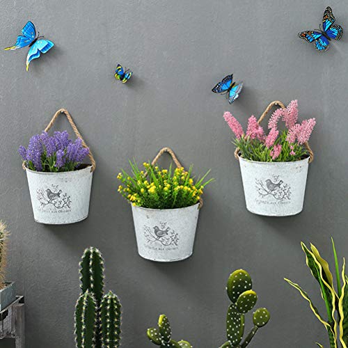 Yardwe Macetero Colgante de Metal para Colgar Pared Jardinera Vintage para Decoraciones de Pared para Interior Exteriores