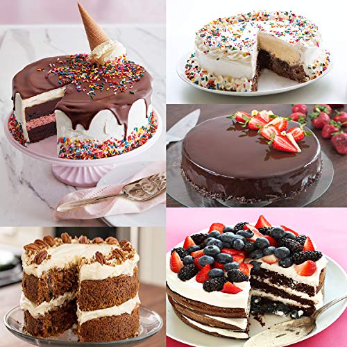 YCbingo - Tocadiscos giratorios de 11 pulgadas con 2 espátulas para glaseado y glaseado, soporte giratorio para tartas, color blanco para decoración de pasteles (6 unidades)