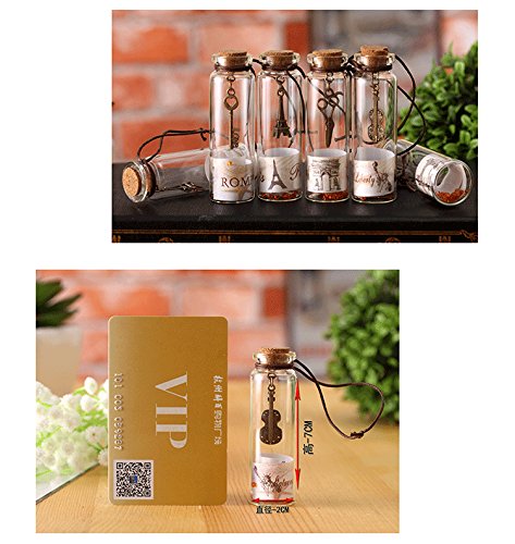 YFZYT - Botellas de deseos vintage con corcho, pequeña botella de cristal de corcho con colgante de metal, botella de goteo, botella con mensaje para decoración de regalo, vidrio, 12 Pcs, 12 unidades