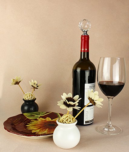 YINUO Metal Diamante Cristal Bola Tapón De Botella De Vino Ahorro De Sellador Con Caja Para Regalo (Cristal Clara)