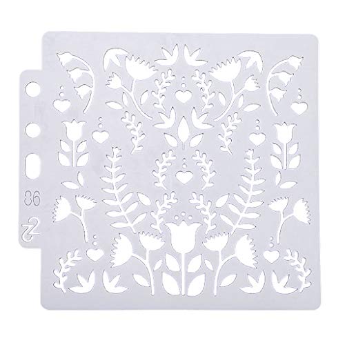 Yiwann Plantillas de bricolaje, diseño de flores de pájaro para pintar álbumes de recortes, tarjetas, pintura de aerógrafo, álbumes de recortes, manualidades, regalo reutilizable 86