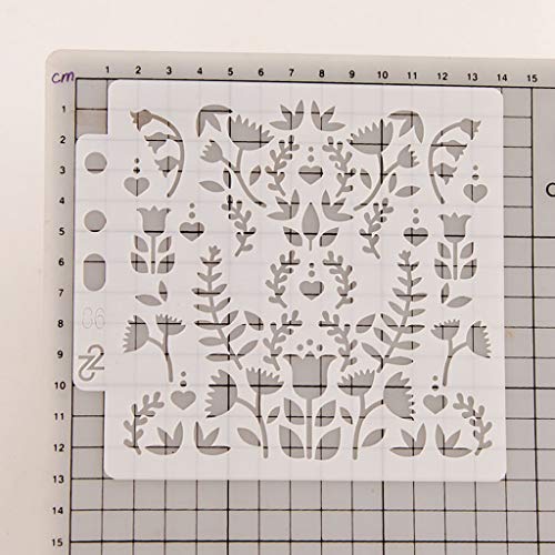 Yiwann Plantillas de bricolaje, diseño de flores de pájaro para pintar álbumes de recortes, tarjetas, pintura de aerógrafo, álbumes de recortes, manualidades, regalo reutilizable 86
