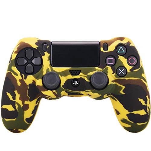 YoRHa Transferencia de agua camuflaje de impresión silicona caso piel Fundas protectores cubierta para Sony PS4/slim/Pro Mando x 2(naranja morado) Con PRO los puños pulgar thumb gripsx 8