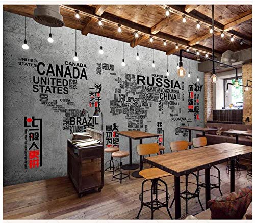 YSJHPC 3d Papel pintado Mural Retro creativo bombilla mapa inspirador mural bar cafetería Fotos Papel pintado Auto-definición Autoadhesivo Cartel Fotos Moderno Arte Papel pintado Tie(W) 350x (H) 256CM