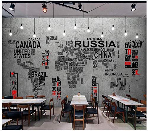 YSJHPC 3d Papel pintado Mural Retro creativo bombilla mapa inspirador mural bar cafetería Fotos Papel pintado Auto-definición Autoadhesivo Cartel Fotos Moderno Arte Papel pintado Tie(W) 350x (H) 256CM
