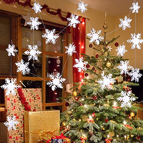 Yuccer 3D Copo de Nieve Guirnalda de Papel Decoración Papel Decoracion de Colgante para Boda Fiesta de Navidad, Fiesta de Año Nuevo