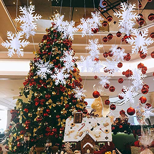 Yuccer 3D Copo de Nieve Guirnalda de Papel Decoración Papel Decoracion de Colgante para Boda Fiesta de Navidad, Fiesta de Año Nuevo