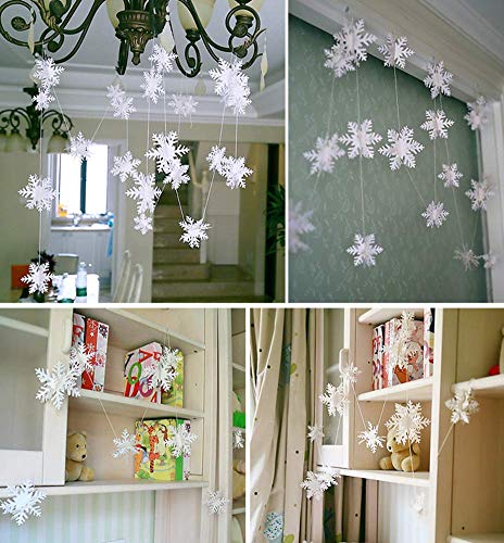 Yuccer 3D Copo de Nieve Guirnalda de Papel Decoración Papel Decoracion de Colgante para Boda Fiesta de Navidad, Fiesta de Año Nuevo