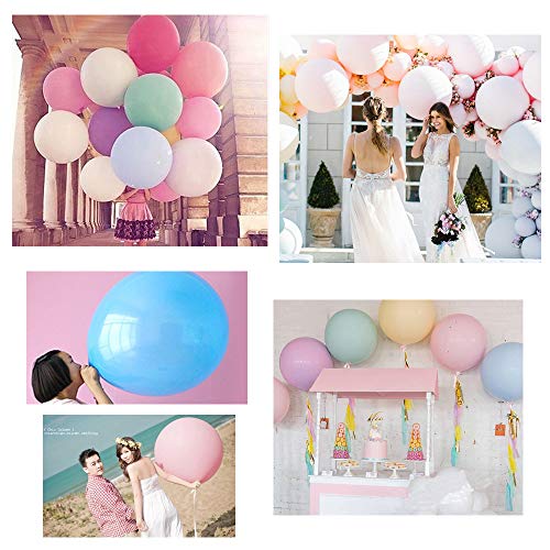 Yunfan 6 Piezas 90 cm de Látex Globos Colores Partido Globos de para el Banquete de Boda Evento del Carnaval del Festival Decoraciones（Blanco, Rosa, Amarillo, Verde, Azul, Rojo）