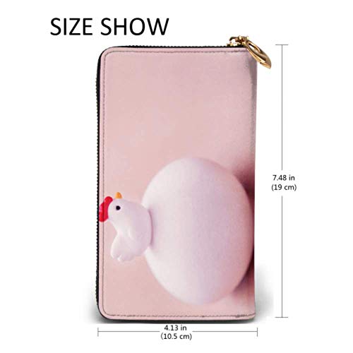 YUXB Bolso de moda Cartera con cremallera Pequeño juguete Cáscara de huevo de pollo en rosa Teléfono Cartera de embrague Cartera de noche Bloqueo Cartera de cuero Organizador de múltiples tarjetas