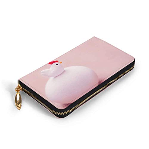 YUXB Bolso de moda Cartera con cremallera Pequeño juguete Cáscara de huevo de pollo en rosa Teléfono Cartera de embrague Cartera de noche Bloqueo Cartera de cuero Organizador de múltiples tarjetas