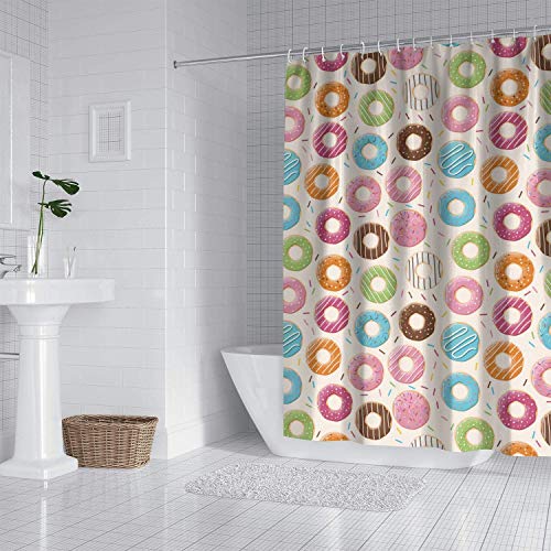 YUYUTE Cortinas de baño Decoración de bañoBath Curtain Multi-Color Donuts Egg Cake Cream 2018 On-Line Hook Bath Curtain Classic Water Resistant for Bathroom,Printing Bath Curtains