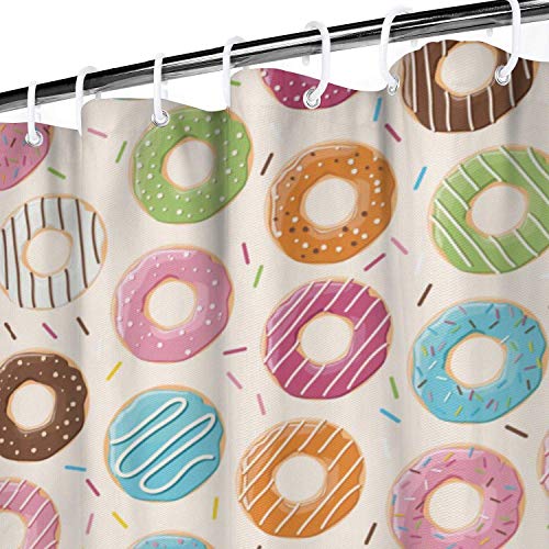 YUYUTE Cortinas de baño Decoración de bañoBath Curtain Multi-Color Donuts Egg Cake Cream 2018 On-Line Hook Bath Curtain Classic Water Resistant for Bathroom,Printing Bath Curtains