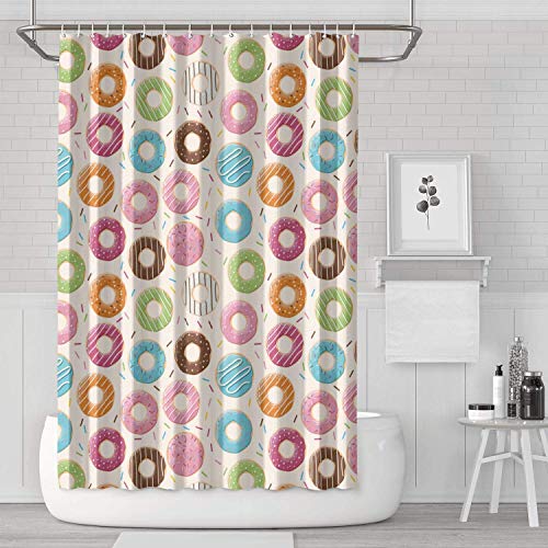 YUYUTE Cortinas de baño Decoración de bañoBath Curtain Multi-Color Donuts Egg Cake Cream 2018 On-Line Hook Bath Curtain Classic Water Resistant for Bathroom,Printing Bath Curtains