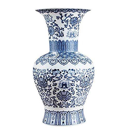 YWAWJ Porcelana Azul Y Blanca del Florero De Cerámica del Estilo Antiguo De Cáscara De Huevo Azul Blanco Rojo Jarrón De Porcelana Caolín Casa De Flores De Porcelana Disposición