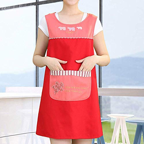 YXDZ Delantal Estilo Chaleco Modelos De Mujeres Adultas Impermeables Y A Prueba De Aceite Princesa Cocina Cocina Casera Hornear Barbacoa Bata Todo Incluido Babero Rojo