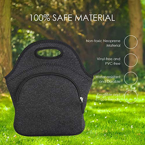 YZCX Bolsa de Almuerzo Neopreno Ultra-Grueso Bolsa Térmica Porta Alimentos Bolsa Comida con Cremallera para Escolares Trabajo Picnic