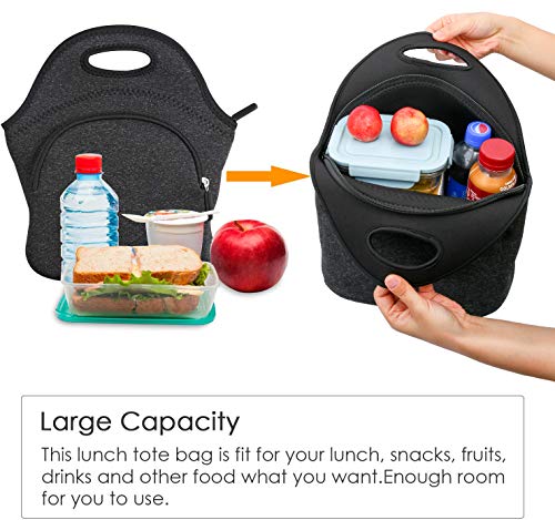 YZCX Bolsa de Almuerzo Neopreno Ultra-Grueso Bolsa Térmica Porta Alimentos Bolsa Comida con Cremallera para Escolares Trabajo Picnic