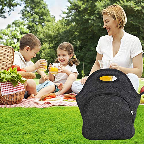 YZCX Bolsa de Almuerzo Neopreno Ultra-Grueso Bolsa Térmica Porta Alimentos Bolsa Comida con Cremallera para Escolares Trabajo Picnic