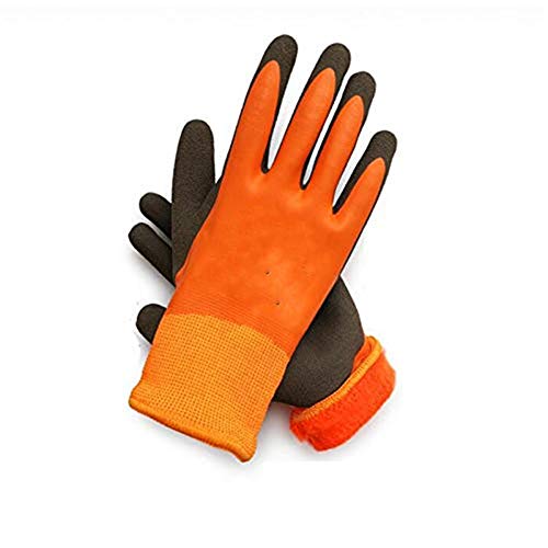 ZAJIWF Los Guantes Industriales, De Seguro Laboral Y Guantes De Terciopelo Guantes De Equitación Refrigerados Refrigerados Congelador Guantes (Naranja),S