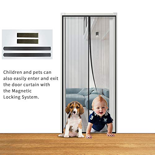 Zalava Mosquitera magnética para puerta de balcón, salón o patio, puerta de 100 x 210 cm, 120 x 240 cm, 160 x 230 cm, fácil de instalar, sin necesidad de taladrar, negro