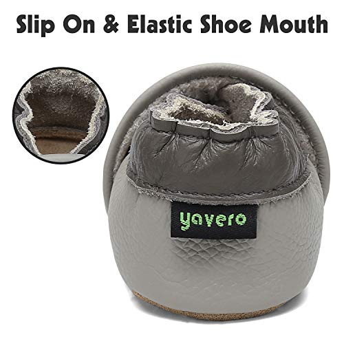 Zapatillas de Cuero Bebe Niño Niña Blandos Flexibles Zapatos para Gatear Infantil Antideslizante Zapatitos Primeros Pasos Comodas Ligeros Pantuflas Bebé, Búho Gris 18-24 Meses